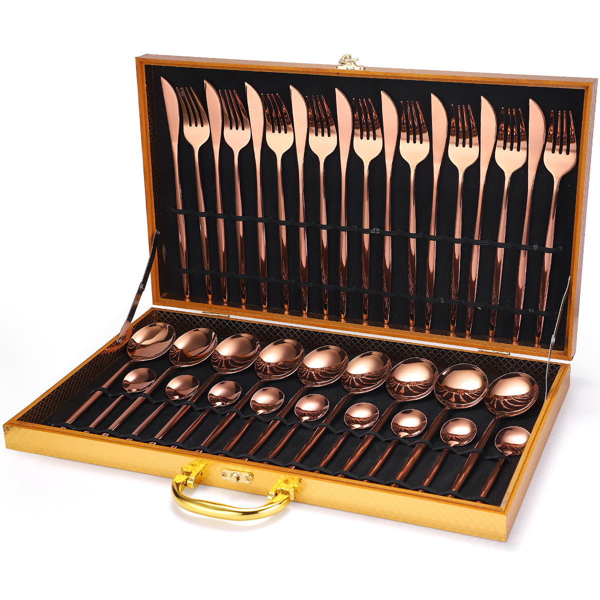 36-piece Stainless Steel Tableware Wooden Box Gift Box Set - Image 5