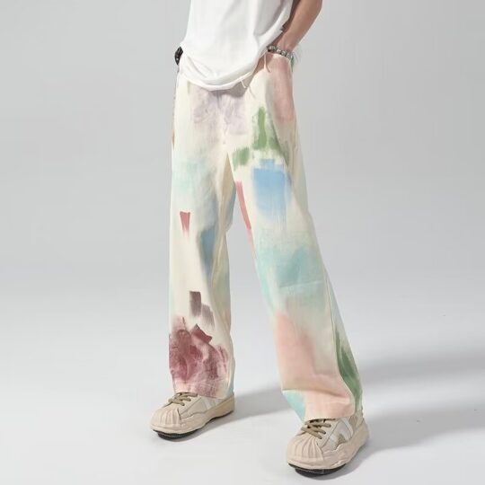 New American-style Retro Wide-leg Mens Pants