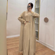 Autumn New Womens Round-Neck Dress And Long Cardigan Set