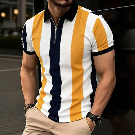 Mens Versatile Lapel-zipper Casual Top