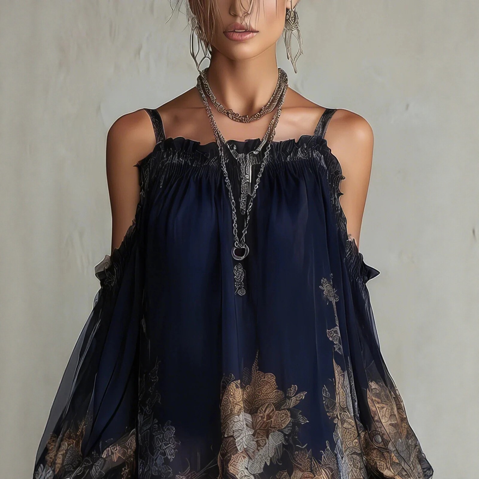 New Resort-style Womens Printed Strap Dress - Image 4
