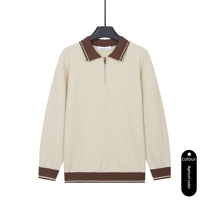 Mens Solid-Color Casual Top With Lapel And Half-Zip - Image 6