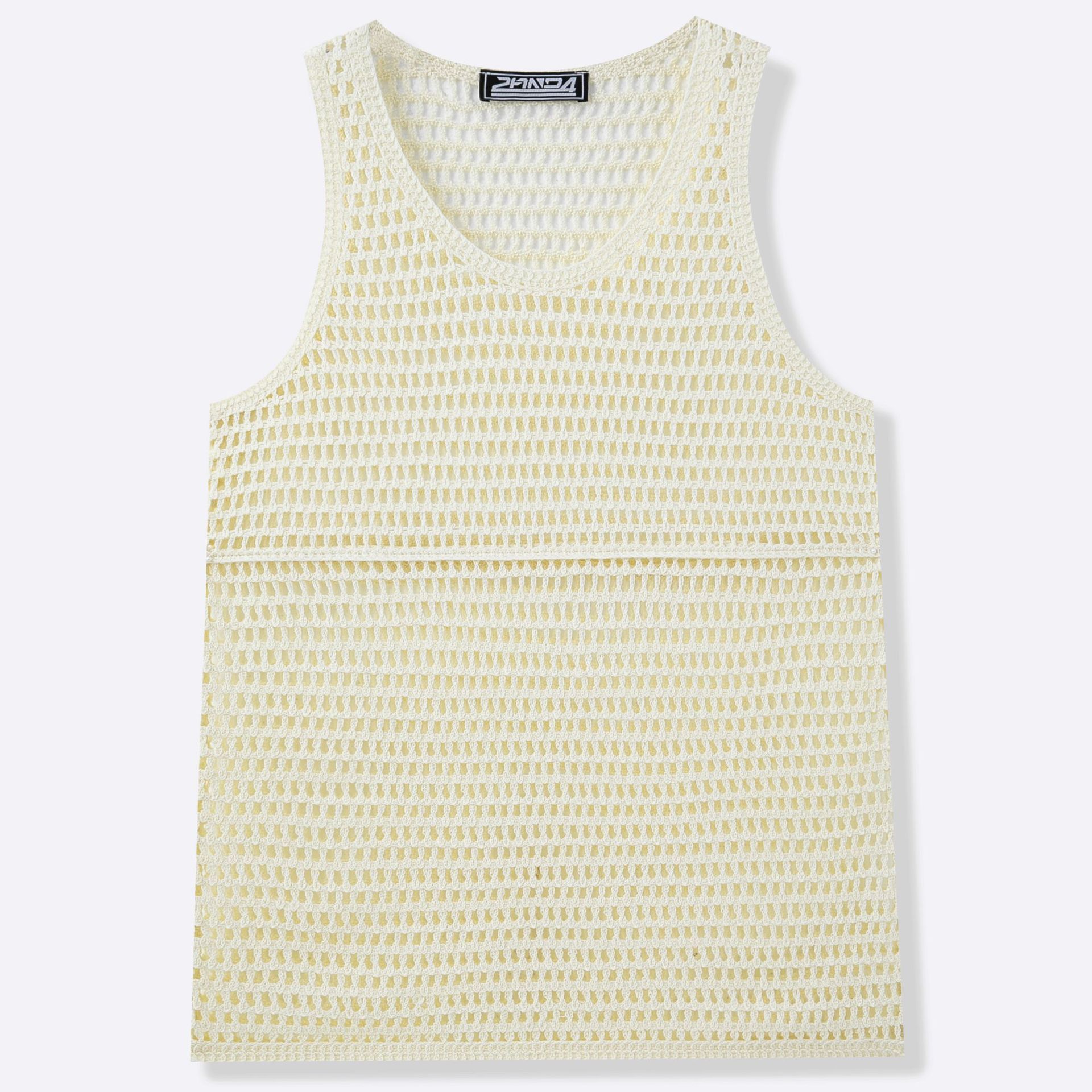 Men's Vintage Lazy Knit Hollow Vest, Versatile Mesh Sleeveless Top For Fitness, Export Apparel For Men - Image 3