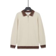 Mens Solid-Color Casual Top With Lapel And Half-Zip