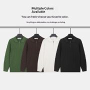 Mens Zip-up Polo Knit Sweater