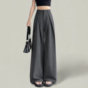 Lace High-waisted Wide-leg Pants For Women Double-pleated And Flowing