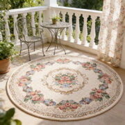 1pc French Style Vintage Style Country Style Pastoral Style Floral Pattern Round Carpet