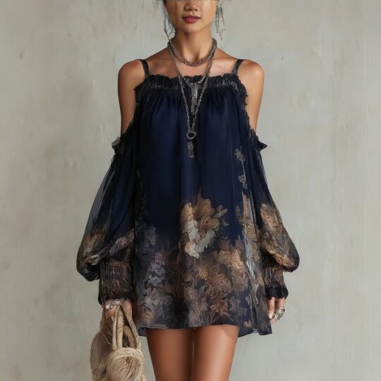 New Resort-style Womens Printed Strap Dress