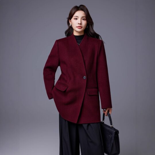 Vintage-style Wool Tweed Short Coat For Women