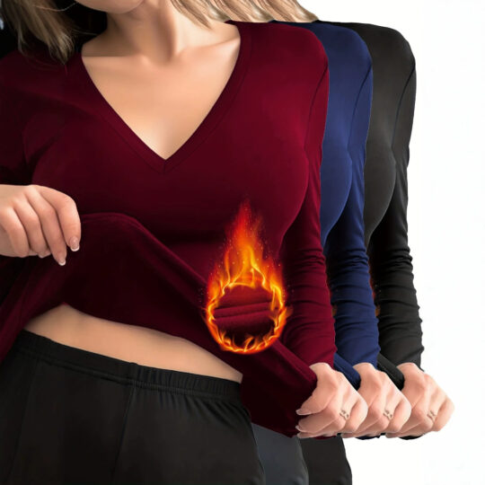 Three-piece Brushed Thermal Underwear Top Set