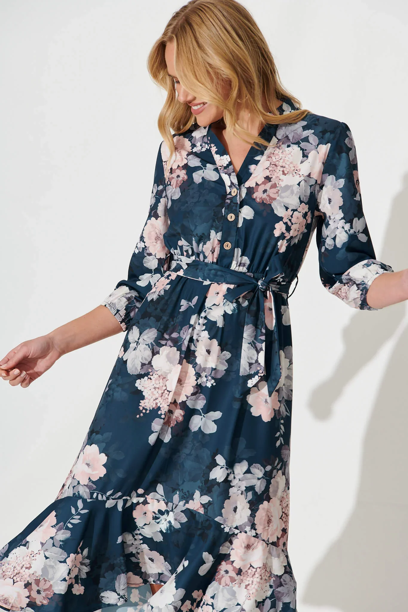 Jemimah Midi Teal Blush Floral - Image 2