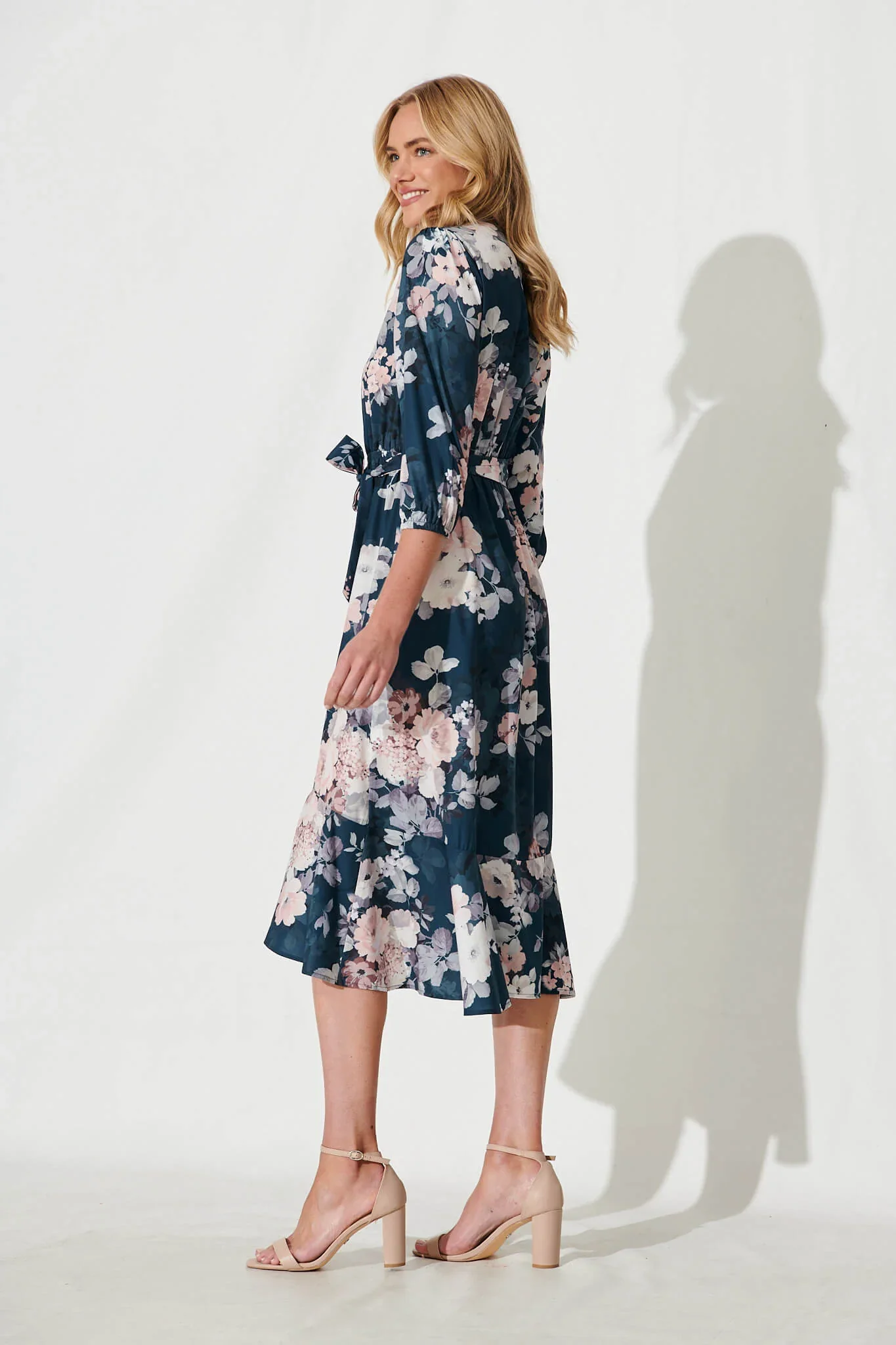 Jemimah Midi Teal Blush Floral - Image 3