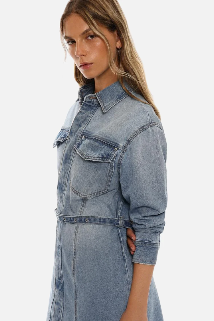 Short studded denim dress - Image 3