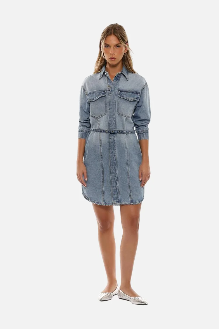 Short studded denim dress - Image 2