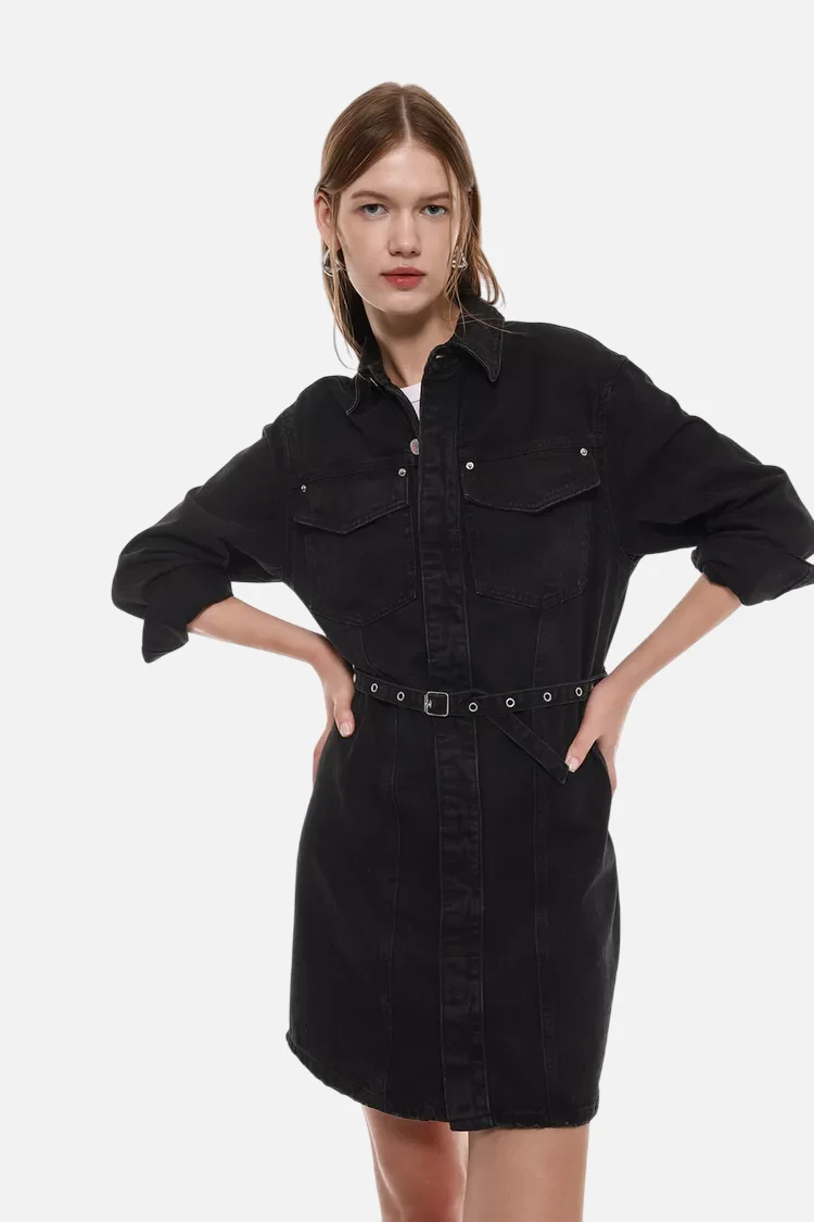 Short studded denim dress - Image 5