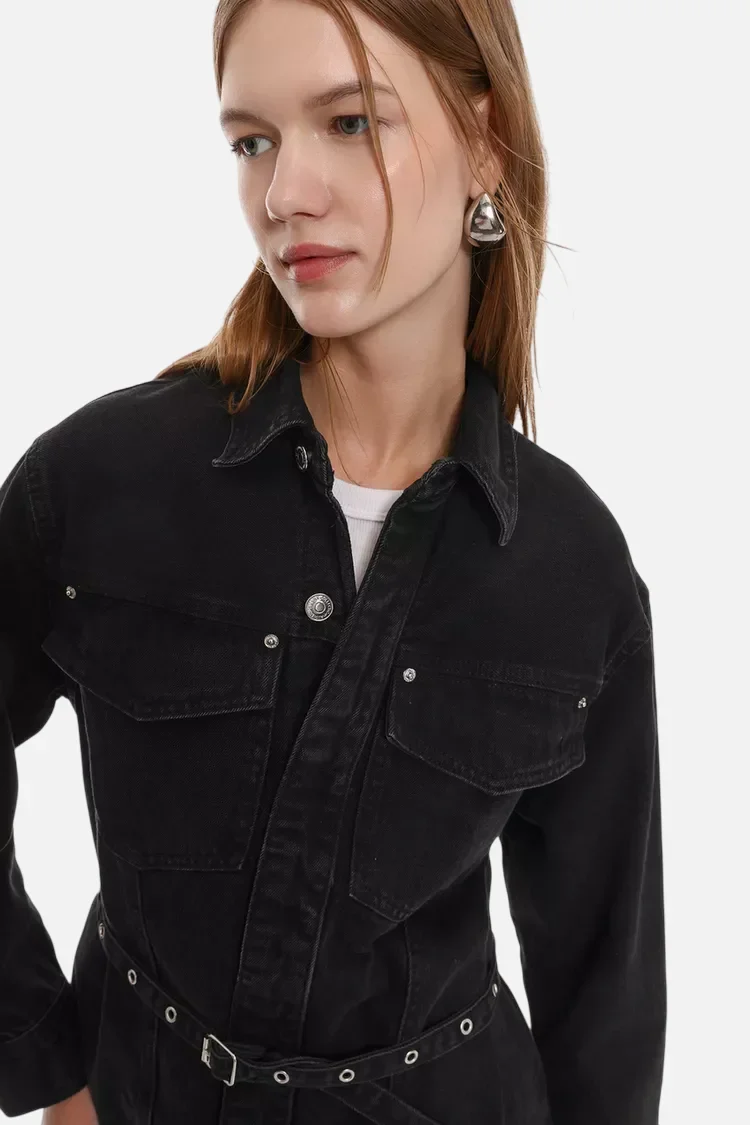 Short studded denim dress - Image 6