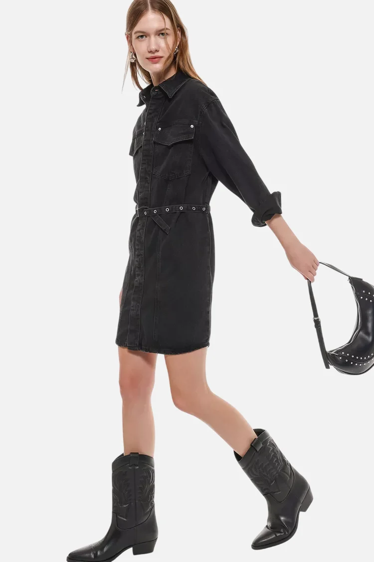 Short studded denim dress - Image 8