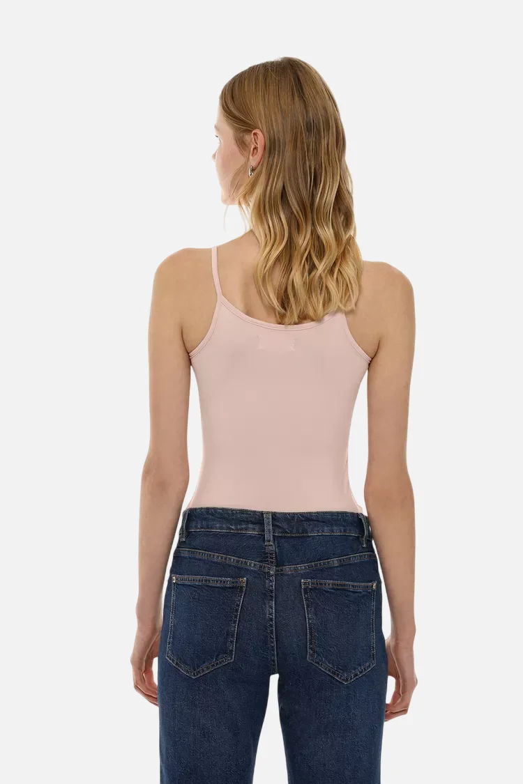 Stretch T-shirt with thin straps Pale Pink - Image 4