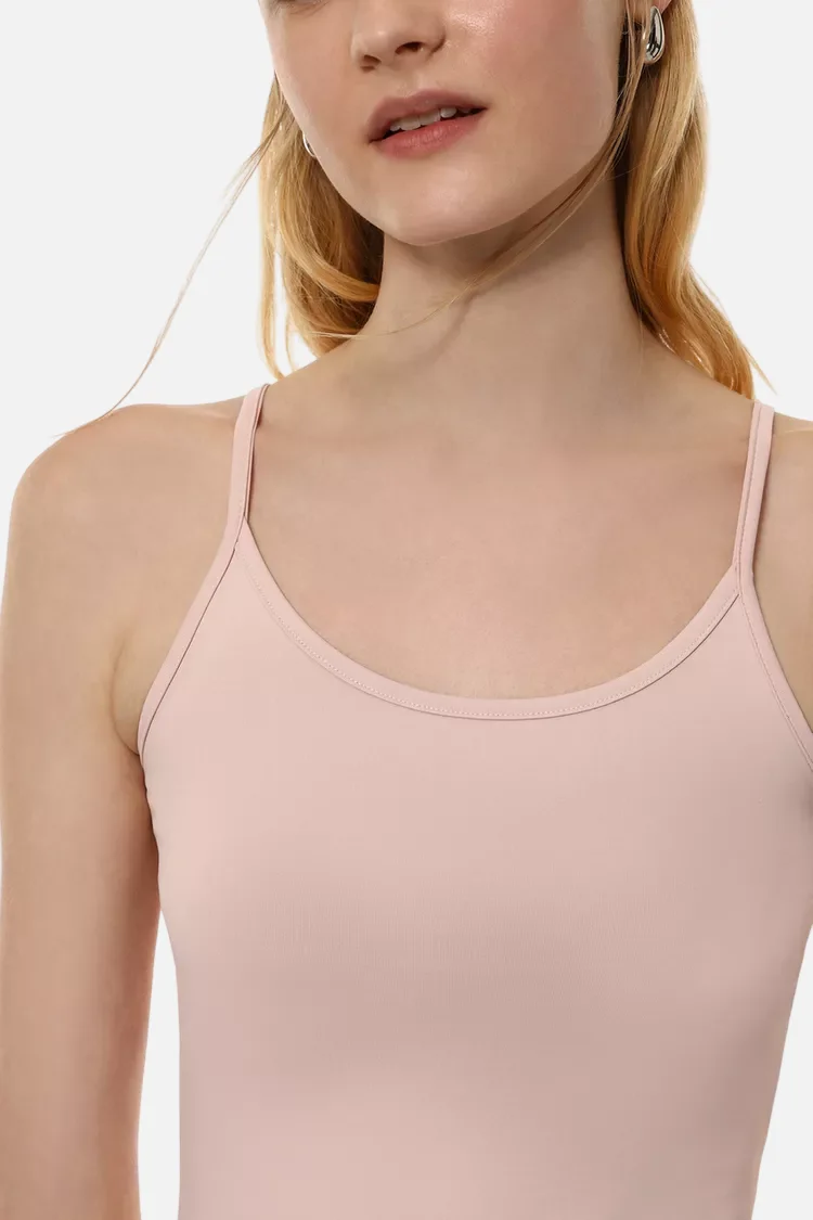 Stretch T-shirt with thin straps Pale Pink - Image 3