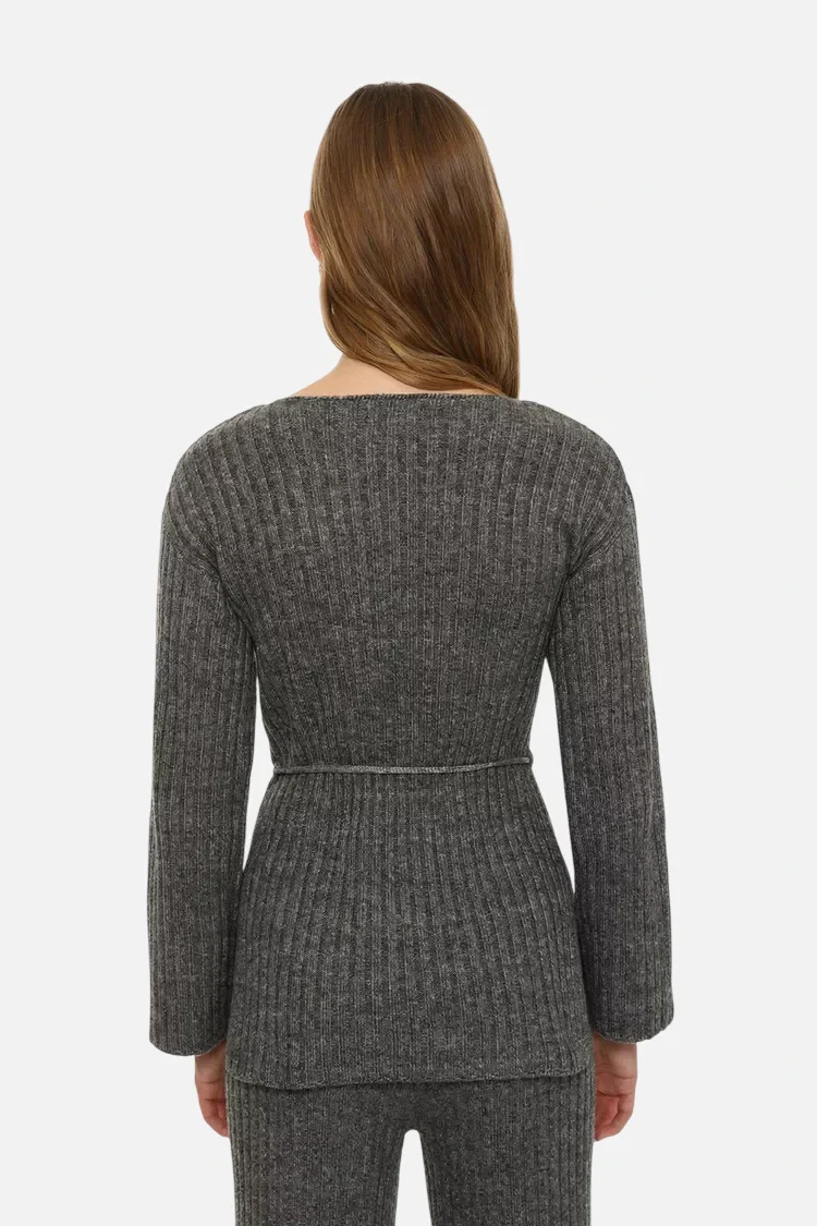 Long belted sweater - Image 2