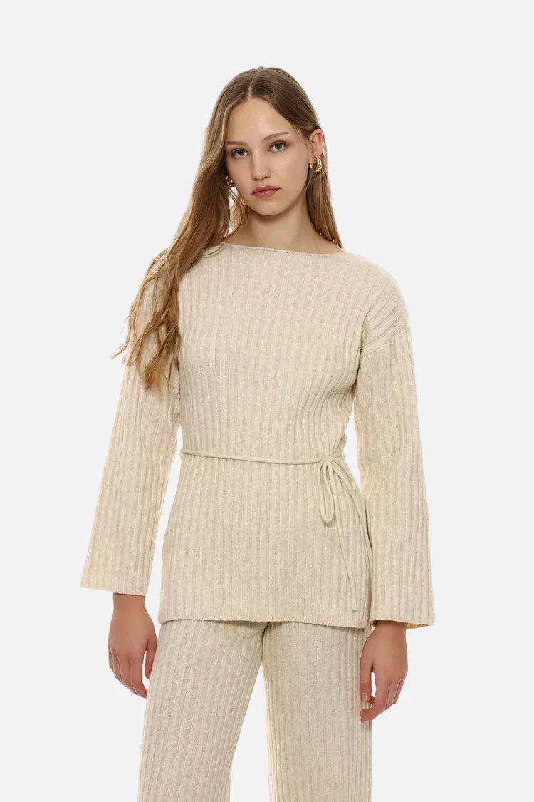Long belted sweater - Image 5
