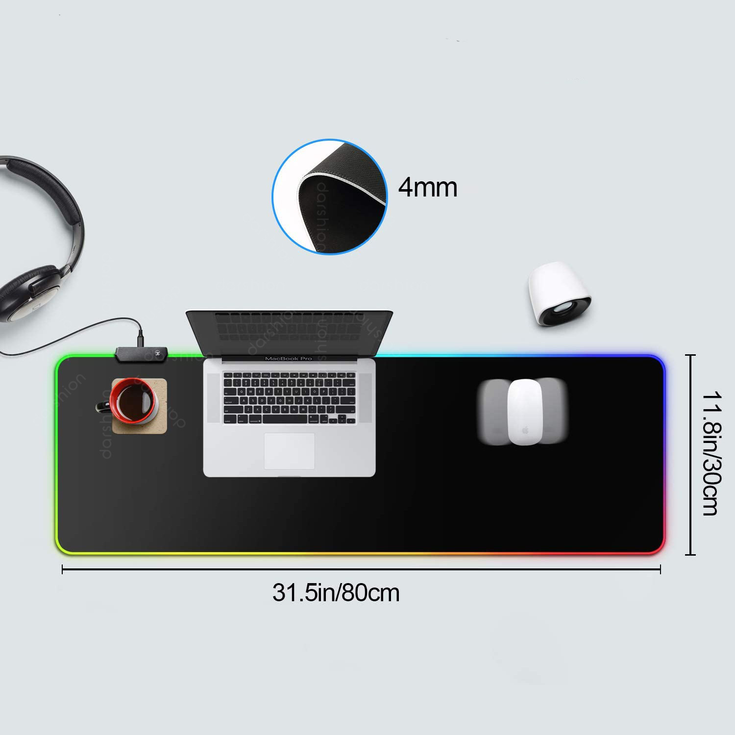 Luminous RGB Mouse Pad Luminous Symphony Game LED Rubber Table Mat - Image 3
